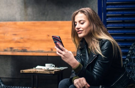 Texting at the cafe
