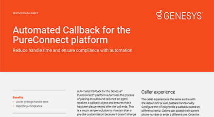 Automated Callback for the PureConnect platform 