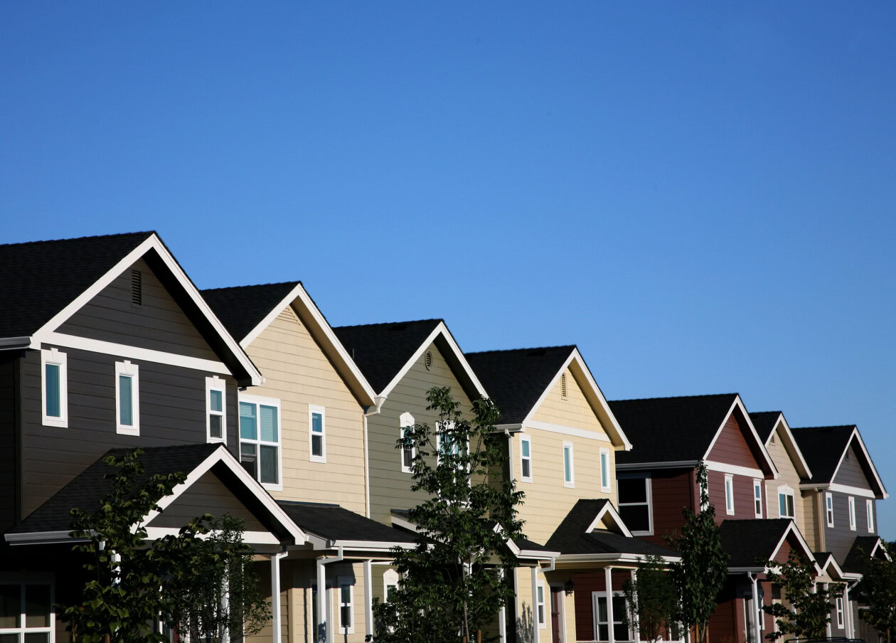 Multi colored row of houses