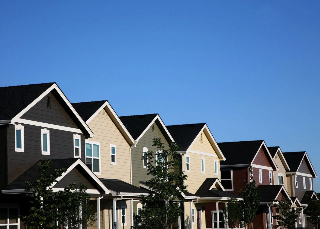 Multi colored row of houses