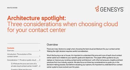 Architecture spotlight three considerations when choosing cloud for your contact center wp resource center en