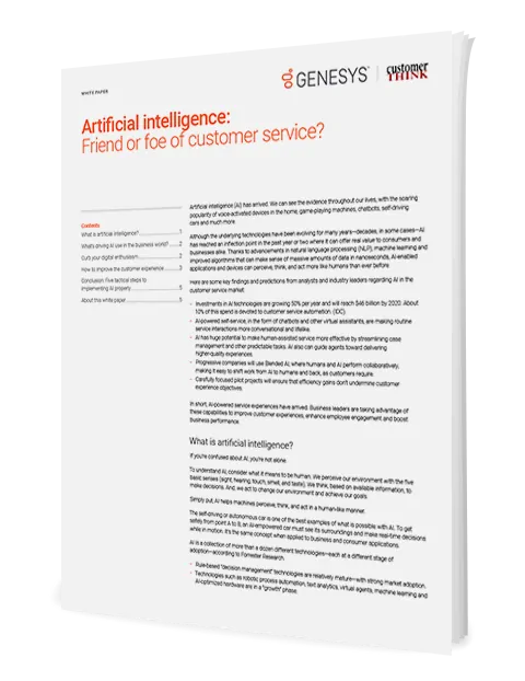 Artificial intelligence friend or foe of customer service wp 3d en