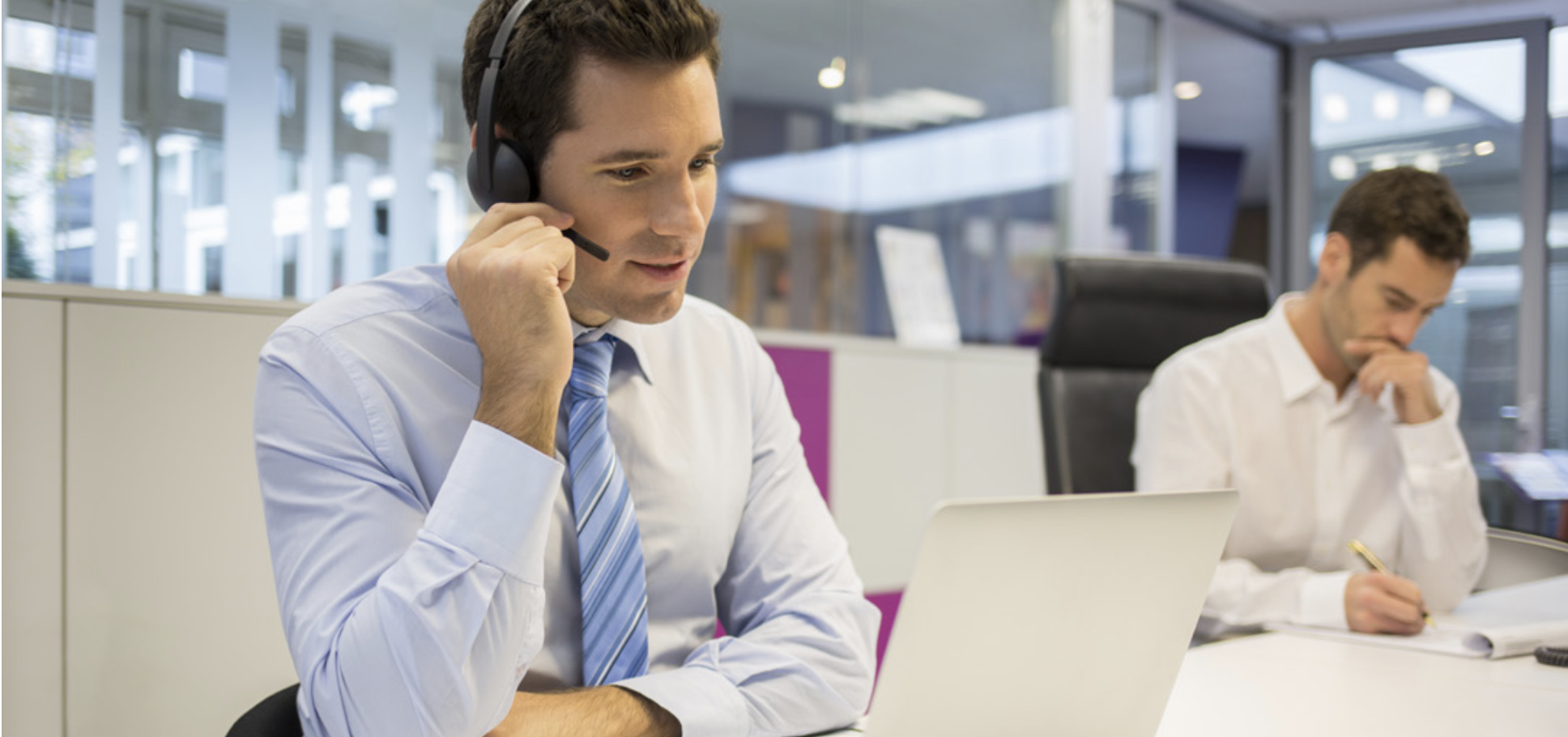 Man with headset in office