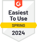 Award badge icon with the text "easiest to use, spring 2024" and the logo of c2 at the top, indicating a recognition or certification for spring 2024.