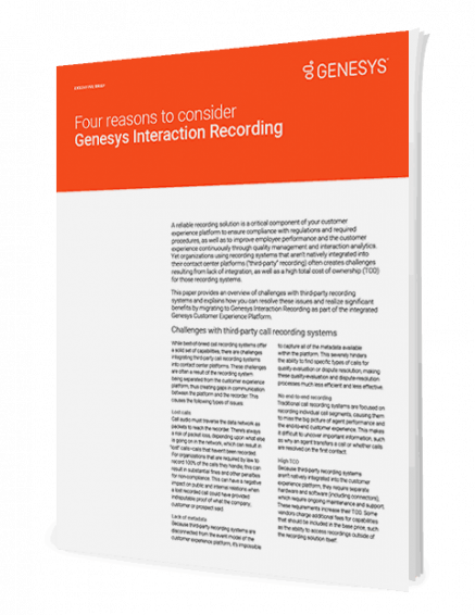 Four reasons to consider genesys interaction recording ex 3d en