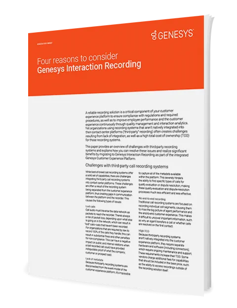 Four reasons to consider genesys interaction recording ex 3d en
