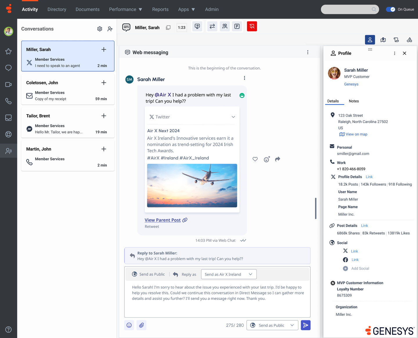 Gc social—agent interface edit