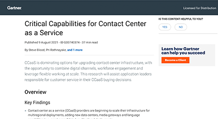 2021 Best in CCaaS Critical Capabilities Gartner I Genesys