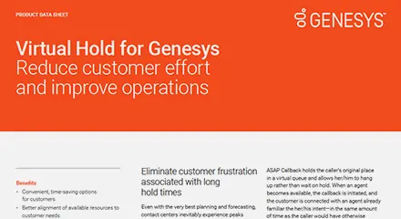 Virtual hold for Genesys