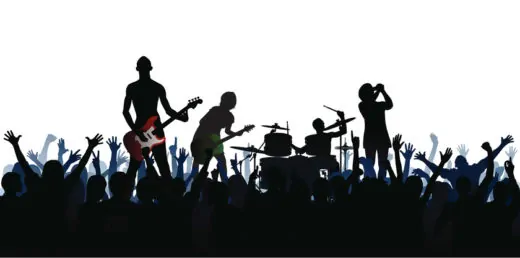 Band (61 complete people, clipping path hides the legs)