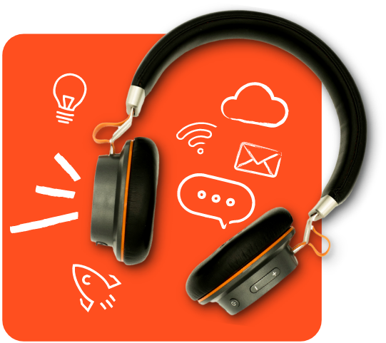 Podcasts hub hero headphones