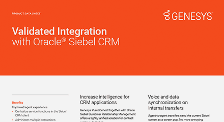 intégration validée avec le CRM oracle siebel