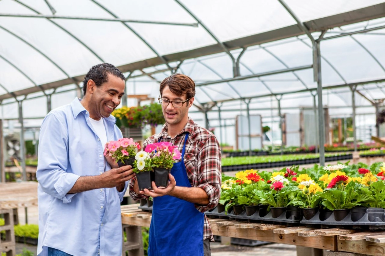 African american man shops at local plant nursery