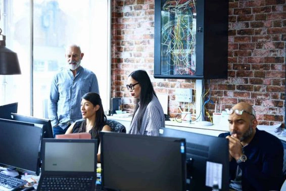 People working in modern office
