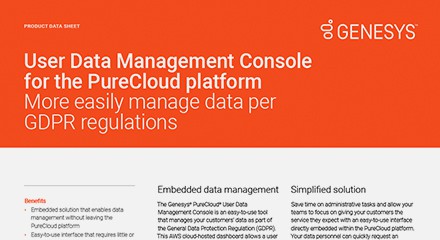 User Data Management Console for the PureCloud platform