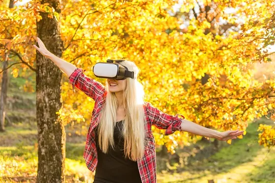 Outdoors activities with vr headset