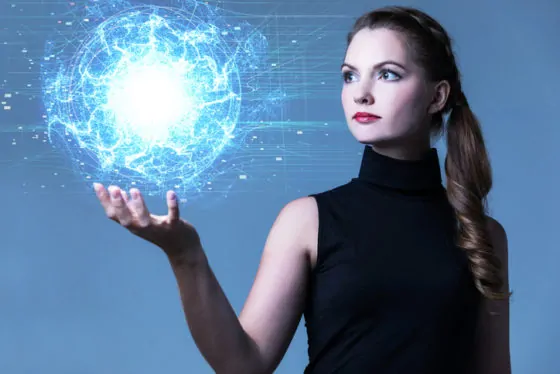 Young woman and force field.