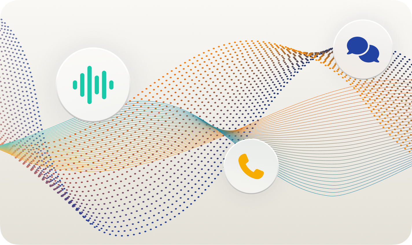 Abstract illustration of colorful flowing waveforms representing real-time conversational data.