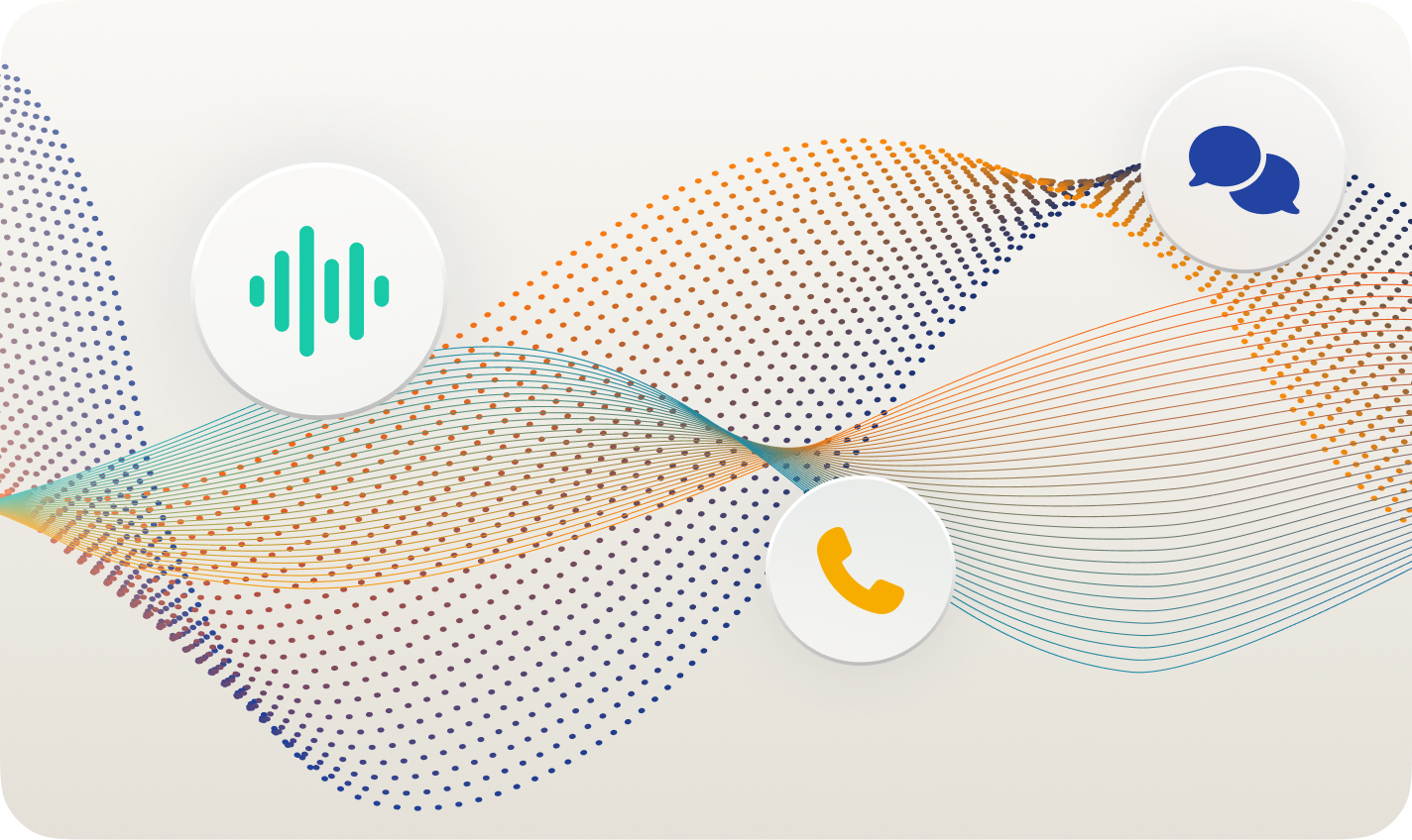 Abstract illustration of colorful flowing waveforms representing real-time conversational data.
