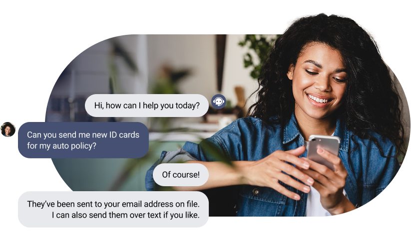 A policyholder interacting with their insurance company from the privacy of their own smartphone device.