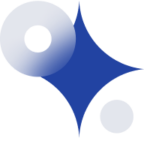 Blue four pointed sparkle/star shape with soft blurred circles