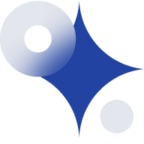 Blue four pointed sparkle/star shape with soft blurred circles